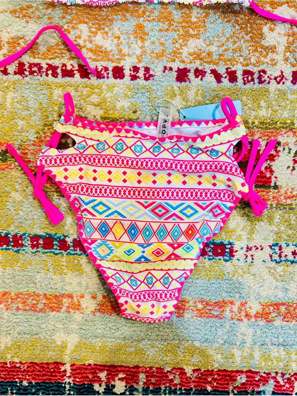 Popvil Pink Aztec-Print Triangle Bikini Set - Picture 2 of 4